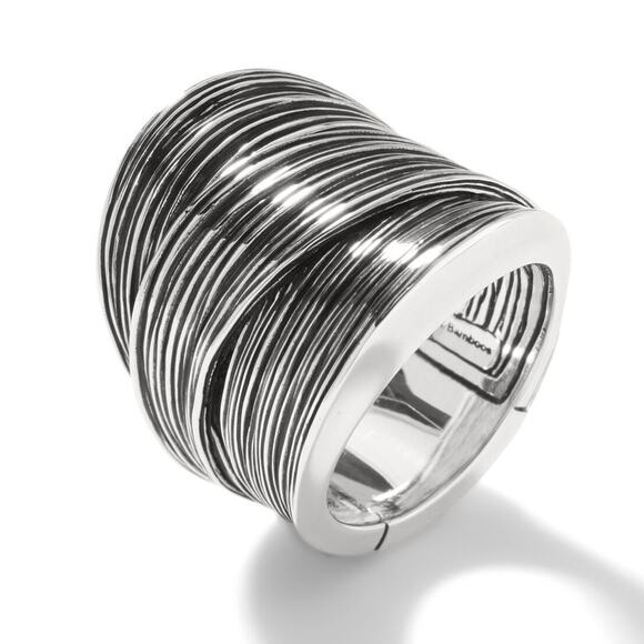 John Hardy Bamboo Striated Sterling Silver Band Ring | 23mm | Size 7 - Picture 2 of 5
